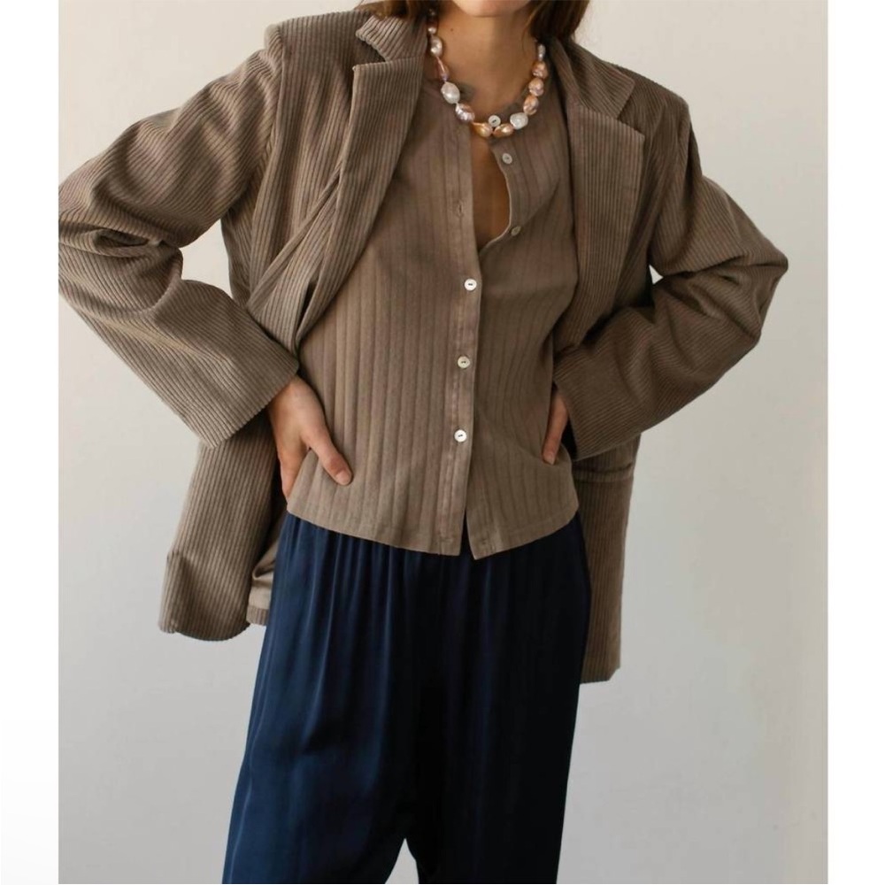 Donni Corduroy Cotton Blazer Size S In Mushroom Brown
